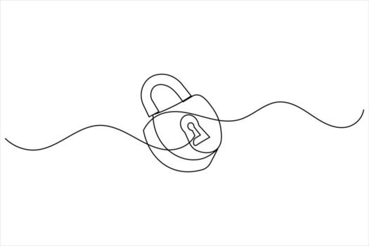 Padlock icon in minimal continuous line drawing design for internet safety and secure connection vector