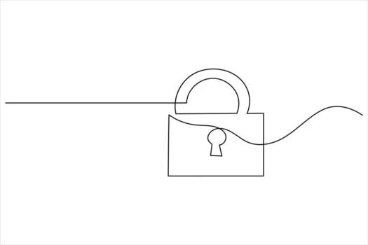 Security padlock icon with modern one line outline minimal concept on white background vector