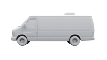 Plain, light gray van, side view, computer graphic, isolated on transparent background. png