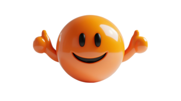 Close-up view of a cheerful, animated emoticon, isolated on transparent background. png