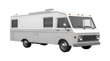Front view of a vintage recreational vehicle isolated on transparent background. png