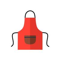 illustration of a red cooking apron with a central pocket, ideal for kitchen, chef, or culinary-themed design. Flat style, isolated on white backgroun vector