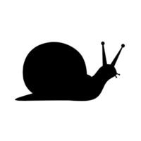 Black silhouette of a snail with visible antennae and curved shell. Simple and minimal design suitable for icons, logos, or nature-related graphics vector