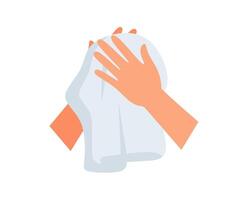 illustration of hands drying with a towel after washing. Hygiene and personal care concept, perfect for healthcare, sanitation, and instructional visual content. vector