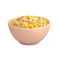 Vibrant noodles in a pink bowl isolated on transparent background. png