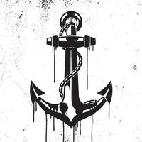 Anchor graphic in graffiti stencil style with dripping paint effect vector