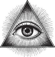 Eye of Providence illustration in vintage stipple engraving style vector