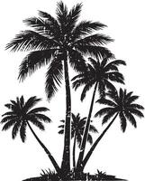 Palm tree retro stencil illustrations with distressed grunge texture isolated vector