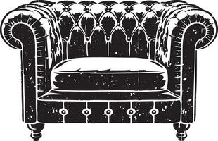 Chesterfield seat retro stencil illustration stamp with distressed grunge texture vector