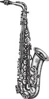 Saxophone retro stencil illustration stamp with distressed grunge texture vector