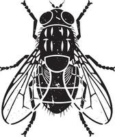 Housefly retro stencil illustration stamp with distressed grunge texture isolated vector