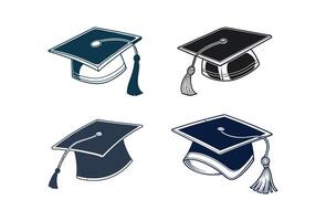 Four Graduation Caps with Tassels in Different Styles vector
