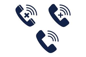 Emergency Medical Assistance Three Telephone Handsets with Plus Signs and Signal Waves vector
