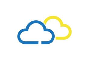 Blue and Yellow Cloud Icon on a White Background vector