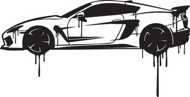 Generic sports car illustration from the side in graffiti stencil style vector