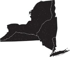 New York state map in black grunge stamp style isolated vector