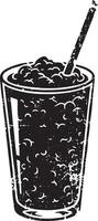 Smoothie with straw retro stencil illustration stamp with distressed grunge texture isolated vector