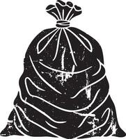 Full garbage bag retro stencil illustration stamps with distressed grunge texture vector