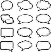 Speech and thought bubbles in grunge stamp style with distressed texture vector