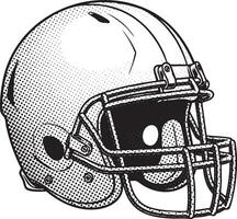 American football helmet illustration in retro black and white halftone newspaper print graphic style vector