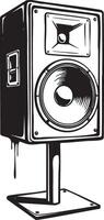 Standing loudspeaker illustration in graffiti stencil style with dripping paint effect vector