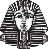 King Tutankhamun funerary bust retro stencil illustration stamp with distressed grunge texture isolated vector