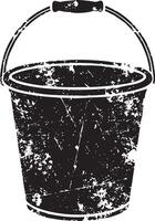 Generic bucket retro stencil illustration stamp with distressed grunge texture vector