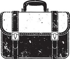 Vintage briefcase retro stencil illustration stamp with distressed grunge texture vector