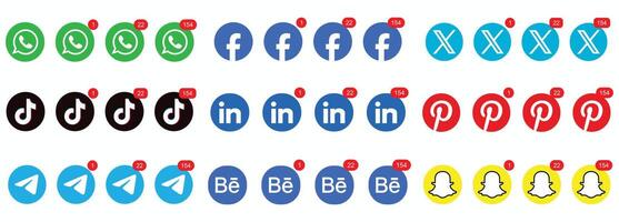 Social media notifications collection showcases a range of platform alerts, emphasizing connectivity and engagement, modern communication. vector