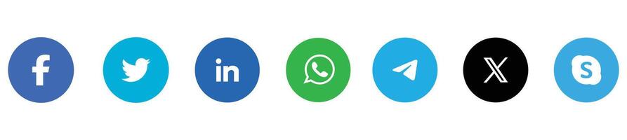 Collection of various social media platform logos displayed in a row for marketing or communication purposes. vector