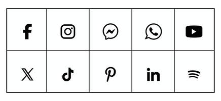 Collection of popular social media logos displayed on a white background including various brand icons vector