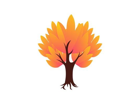 Autumn Tree Illustration Orange Leaves, Fall Colors, Nature Graphic