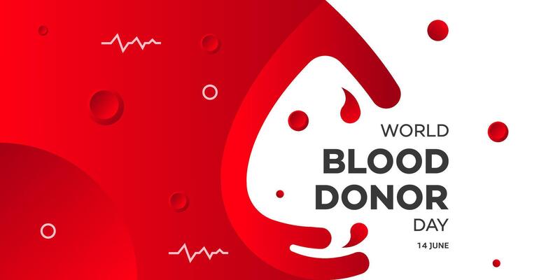 World Blood Donor Day June 14th background, Donate Blood, Save Lives, Red Blood Cells, Heartbeat