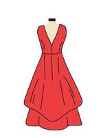 stylish red dress for display on mannequin vector