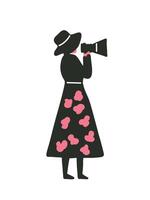 illustration girl photographing with digital camera vector