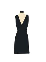 simple black midi dress on a mannequin on a white background vector
