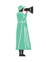 illustration woman taking photo with camera vector