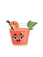 illustration summer cocktail in cartoon style vector