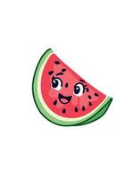 bright watermelon slice on white background vector