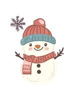 snowman with hat and scarf vector