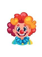 smiling clown with colorful wig vector