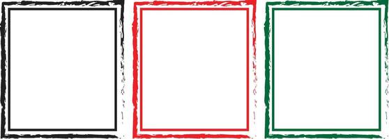 Three colorful frames with a rough brushstroke style. vector