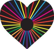 Colorful Heart with Radiating Rainbow Rays vector