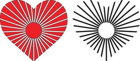 Heart with sunburst design in red and black vector