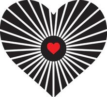 Heart with Radial Design and Red Center vector