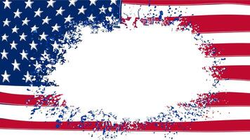 Grunge USA Flag Frame with Ink Splash Center vector