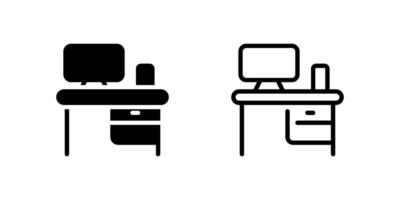 A flat icon set showing various tidy workspace layouts ideal for remote and creative professionals. vector