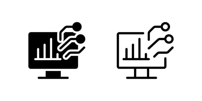 Illustrative icons showcasing artificial intelligence in data analysis, decision-making, and predictive tech. vector