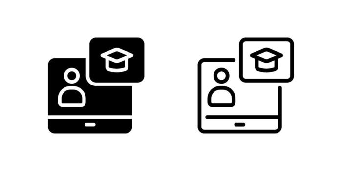 Flat icons for virtual learning platforms, lessons, and educational interfaces. vector