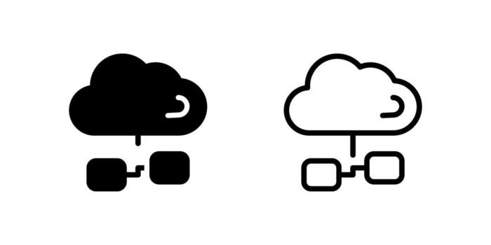 Minimal icons for cloud computing, data storage, and virtual server technologies. vector